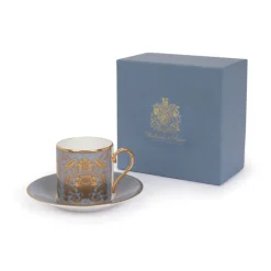 Acanthus Grey Coffee Cup And Saucer Cups & Saucers