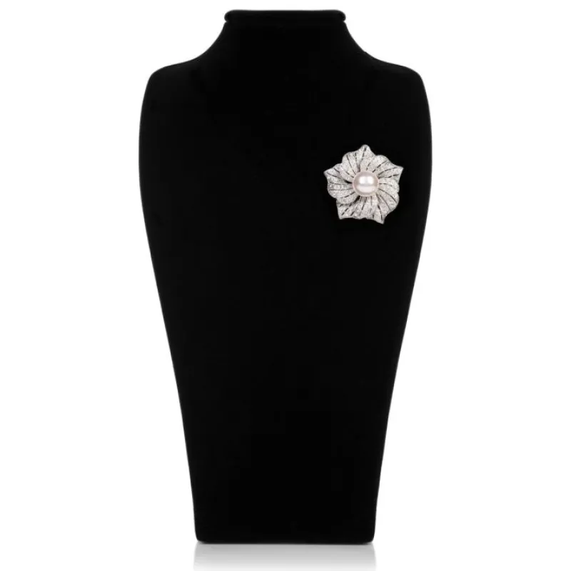 Online Flower With Pearl Brooch Brooches